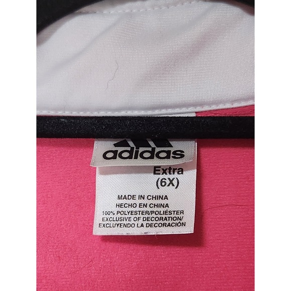 Adidas Girs Pink 3 Stripes 2 Pc Track Suit Jacket Pants Size 6X - Picture 10 of 12